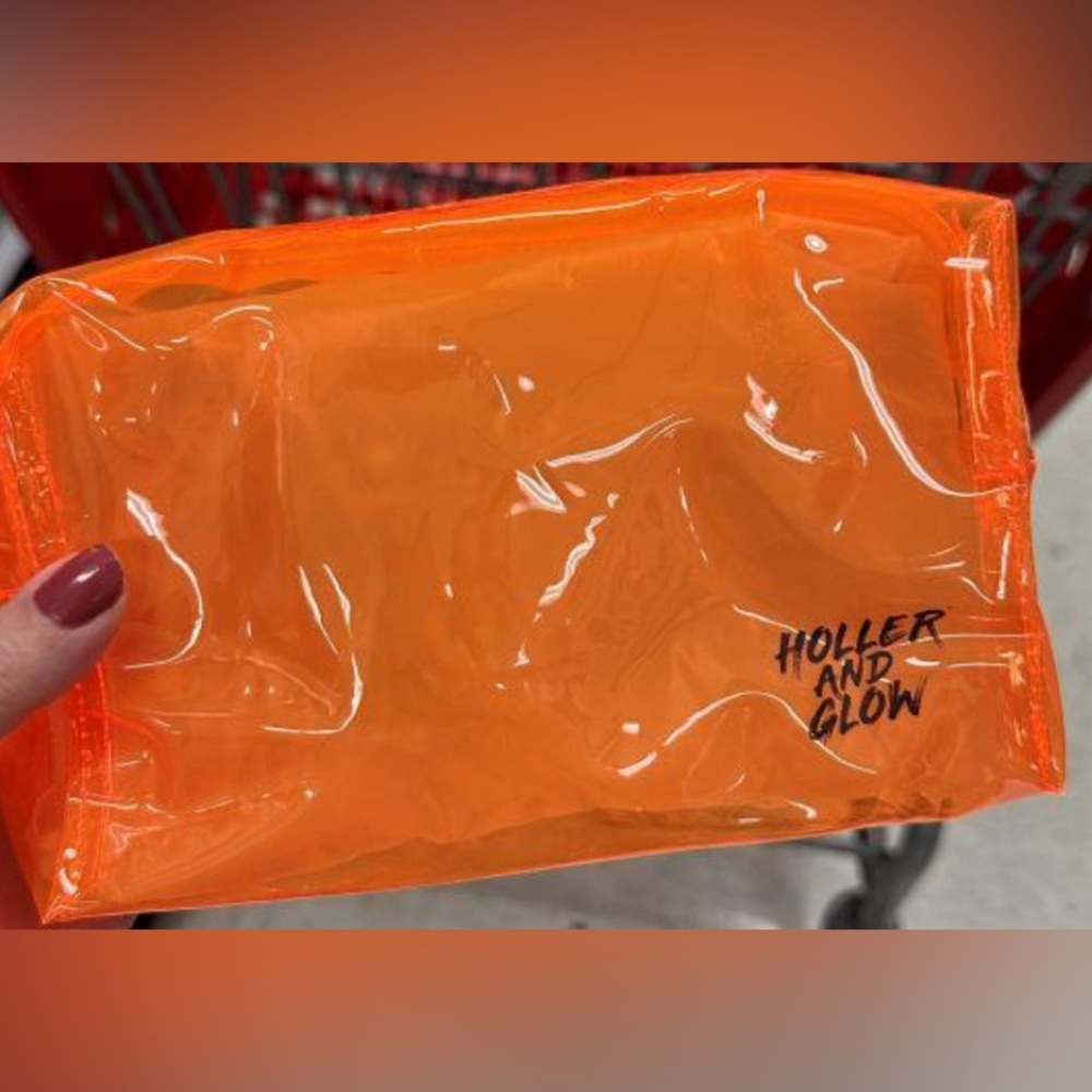 Holler and Glow neon orange makeup bag. NWT